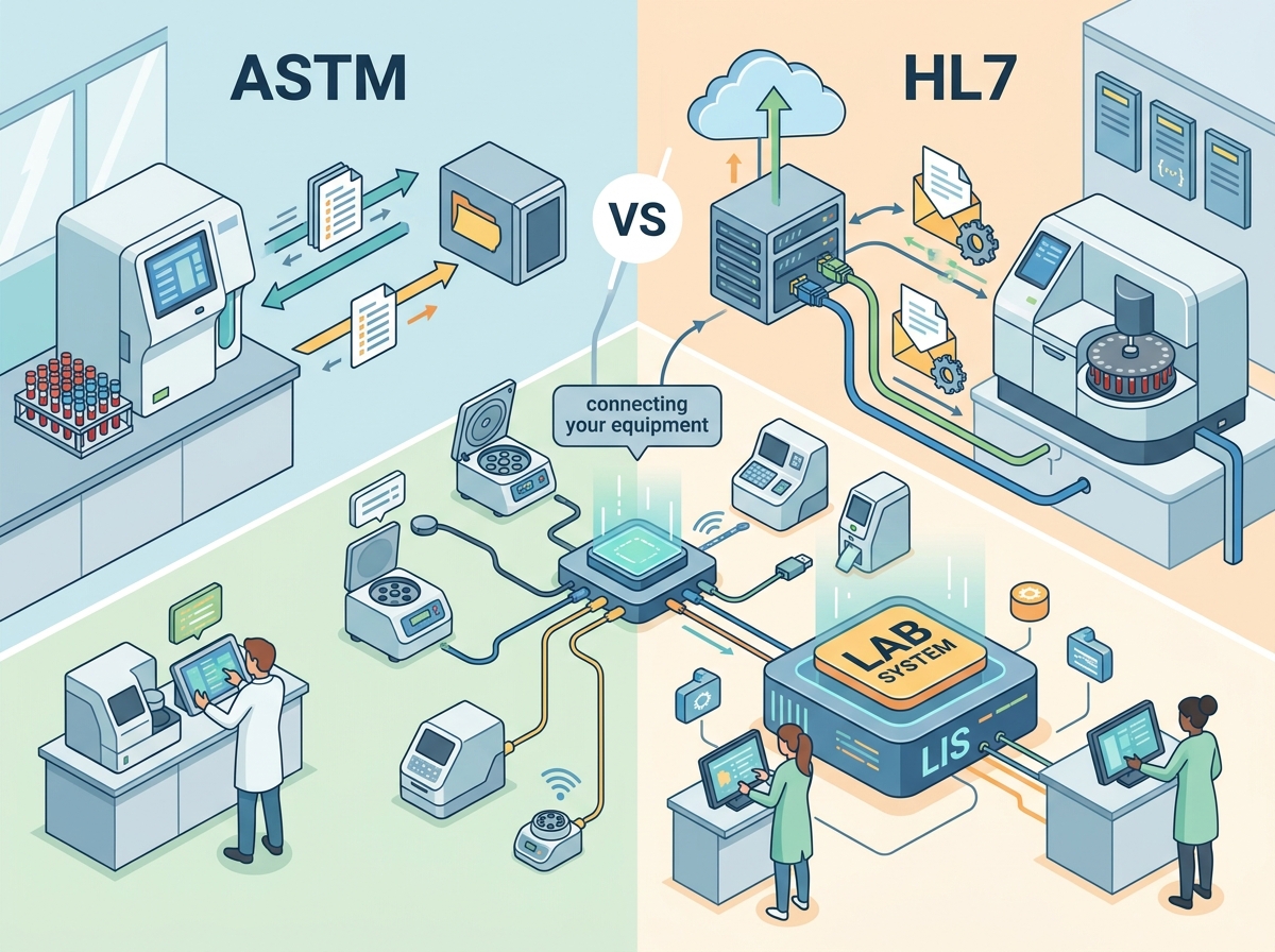 Interfaz con analizadores: ASTM vs HL7 y cómo conectar tus equipos al sistema del laboratorio